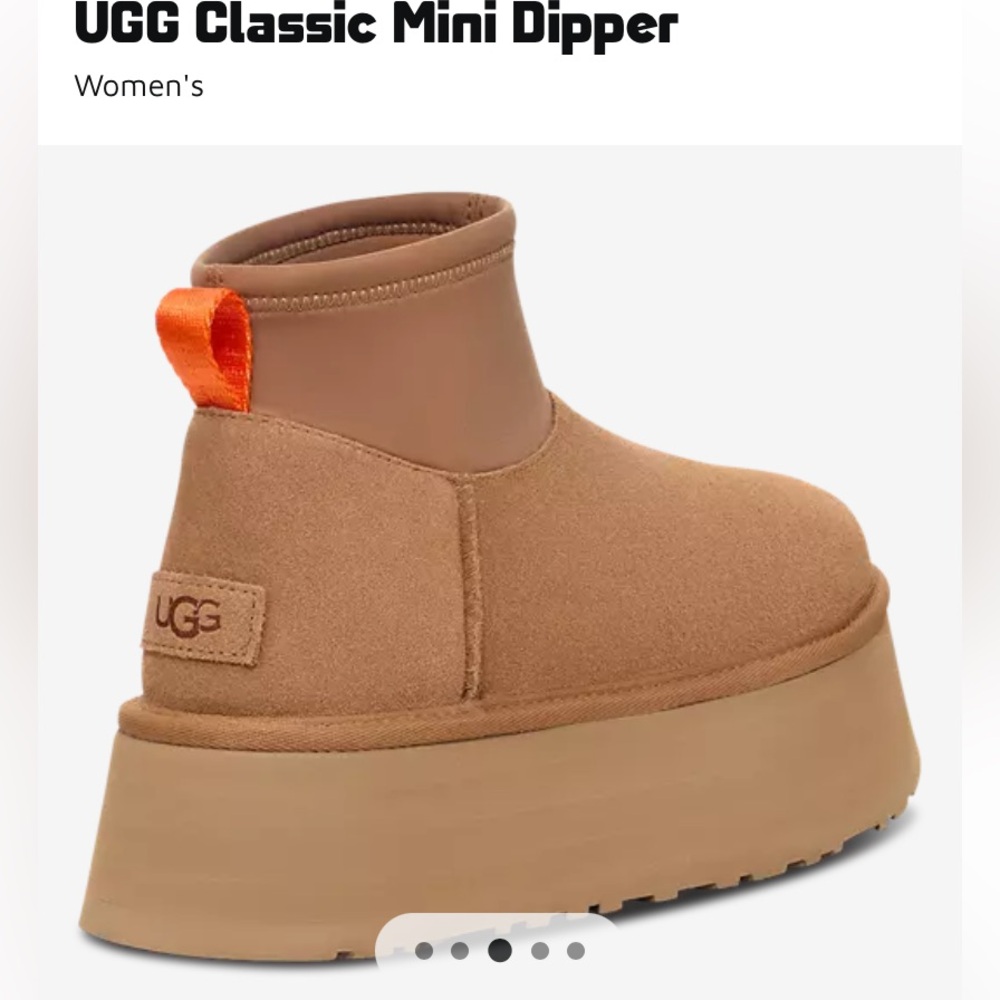 UGG Women's Mini Dipper Brown Boots with Orange Accent
